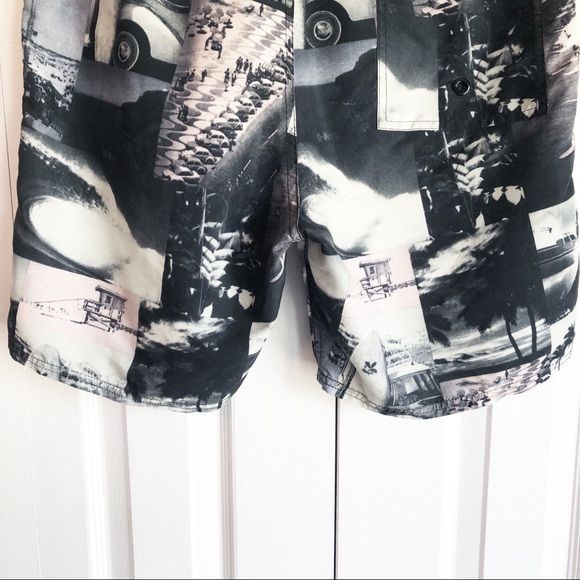 Adam Levine 70s Los Angeles California Collage Swim Trunks - Picture 16 of 16